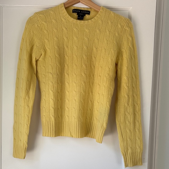 Ralph Lauren Sweaters - Ralph Lauren Pale Yellow Cable Crewneck Sweater